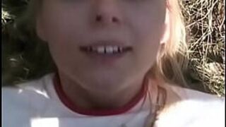 Young blonde teen outdoor POV - porn video
