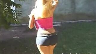 Shemale having a threesome in public - porn video