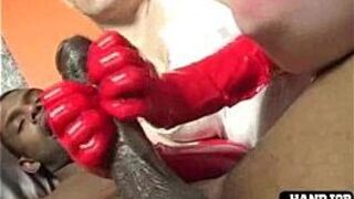 Blonde chick handles massive black pipe - porn video