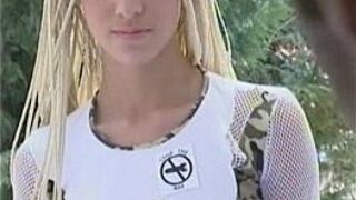 Skinny chick surprised to see a naked man - porn video